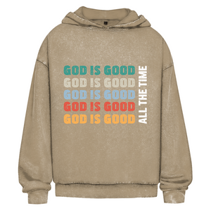 Oversize Washed Hoodie god is good retro