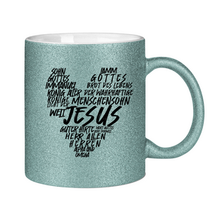 Glitzertasse jesus herz wordcloud