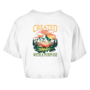 Damen Oversize Crop Top created with a purpose ephesians 2:10