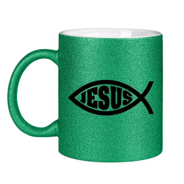 Glitzertasse Ichthys fisch christliches symbol