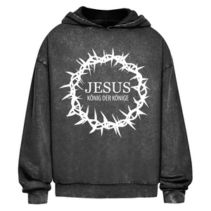 Oversize Washed Hoodie jesus könig der könige dornenkrone