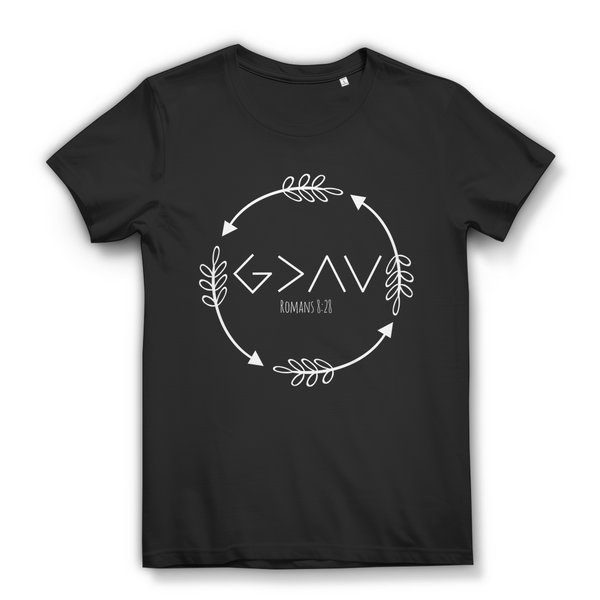 Damen Bio T-Shirt god greater than highs lows romans 8:28