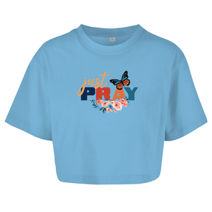 Damen Oversize Crop Top just pray