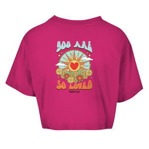 Damen Oversize Crop Top you are so loved john 3:16