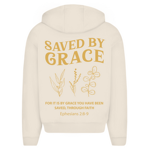 Oversize Zipper Hoodie saved by grace ehpesians 2:8-9