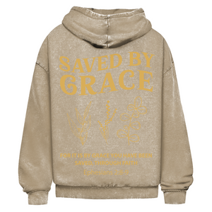 Oversize Washed Hoodie saved by grace ehpesians 2:8-9