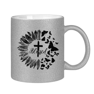 Glitzertasse blessed sonneblume schmetterling