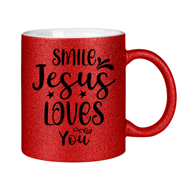 Glitzertasse smile jesus loves you