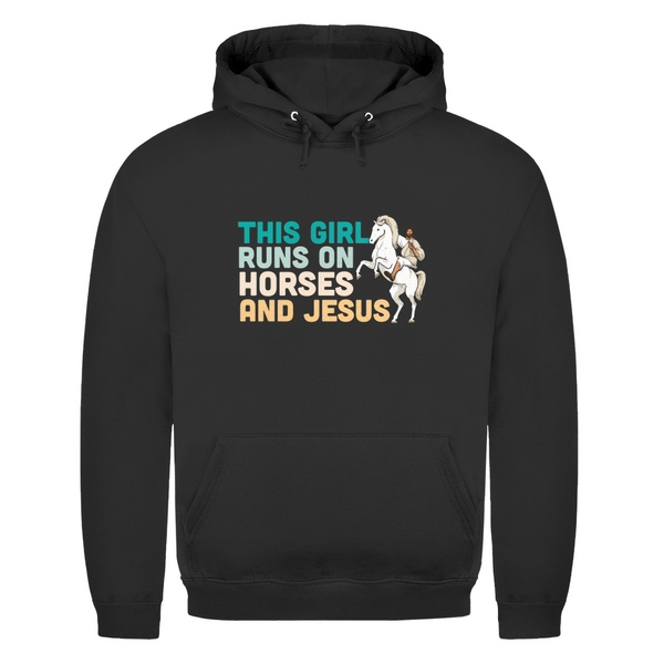 Herren Hoodie this girl runs on horses und jesus reiterin