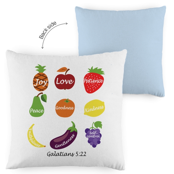 Kopfkissen zweifarbig joy love peace galatians 5:22