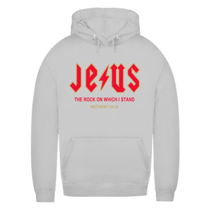 Damen Hoodie jesus the rock matthew 7:24-25