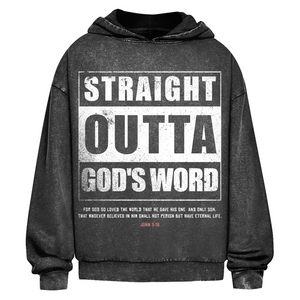 Oversize Washed Hoodie straight outta gods word john 3:16