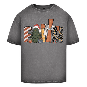 Oversize Washed T-Shirt faith weihnachtsmotiv