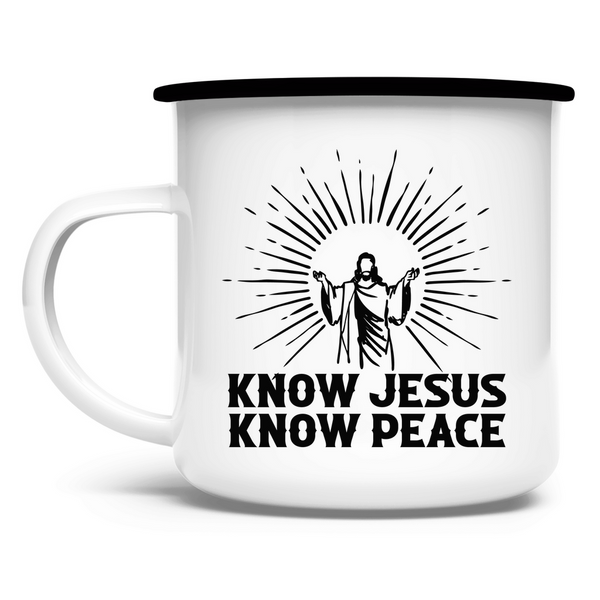 Emaille Tasse know jesus know peace