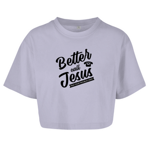 Damen Oversize Crop Top better call jesus