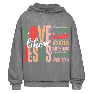 Oversize Washed Hoodie love like jesus