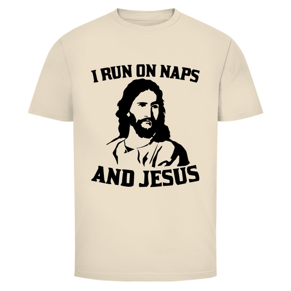 Herren T-Shirt i run on naps and jesus