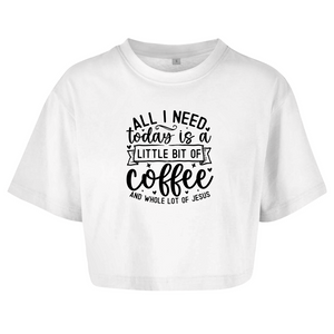 Damen Oversize Crop Top little bit of coffee and whole lot of jesus