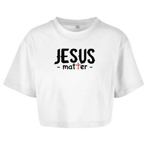 Damen Oversize Crop Top jesus matter