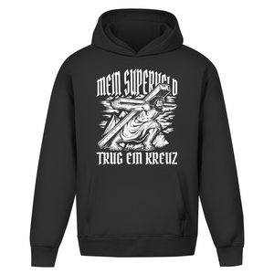 Oversize Hoodie Ohne Kordel mein superheld trug ein kreuz