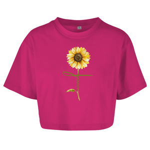 Damen Oversize Crop Top jesus sonnenblume