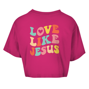 Damen Oversize Crop Top love like jesus retro