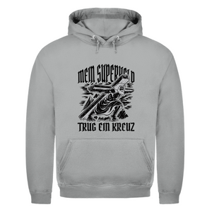 Herren Hoodie mein superheld trug ein kreuz