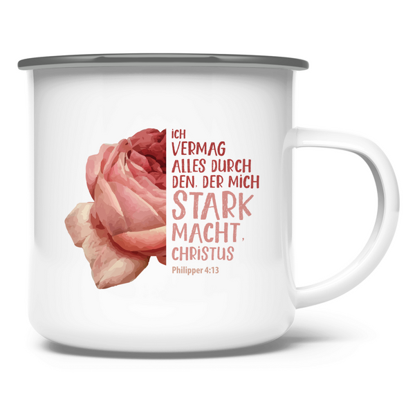 Emaille Tasse der mich stark macht blume