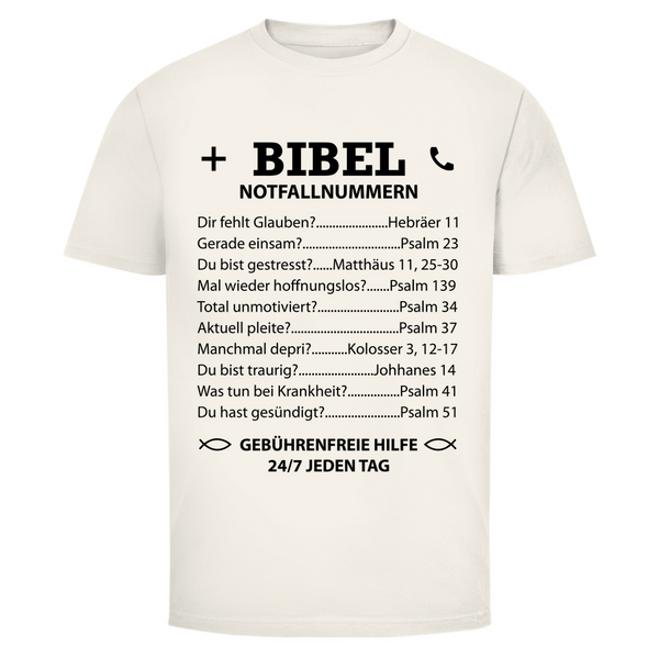 Herren T-Shirt bibel notfallnummern