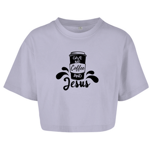 Damen Oversize Crop Top give me coffee and jesus