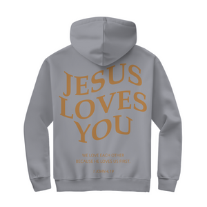 Herren Zipper Hoodie jesus loves you 1 john 4,19
