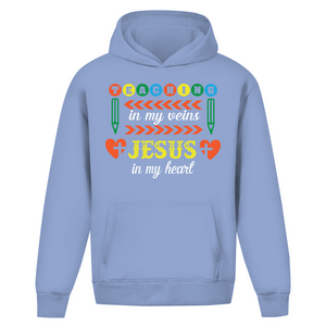 Oversize Hoodie Ohne Kordel teaching in my veins jesus in my heart