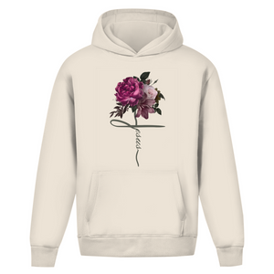 Oversize Hoodie Ohne Kordel jesus blumen
