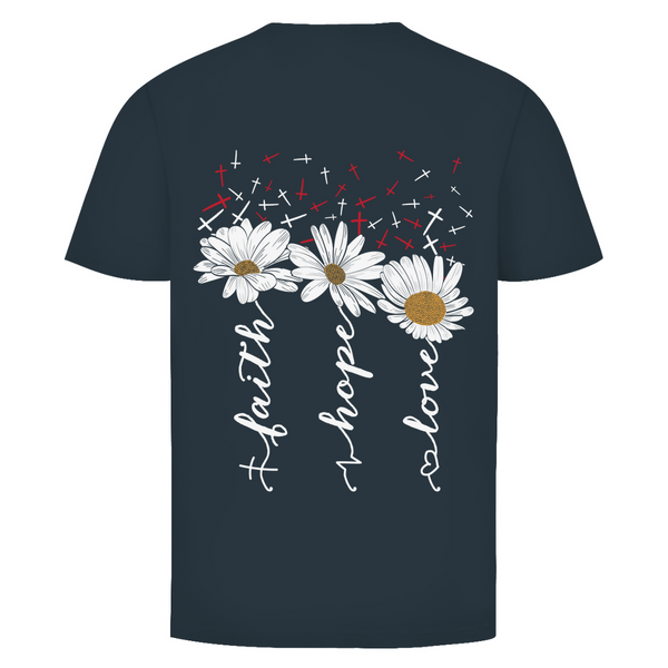 Herren T-Shirt faith hope love blumen