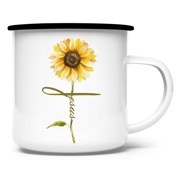 Emaille Tasse jesus sonnenblume