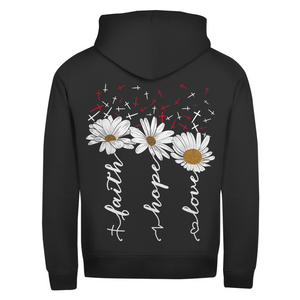 Zipper Hoodie faith hope love blumen