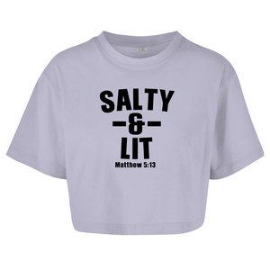 Damen Oversize Crop Top salty and lit matthew 5:13