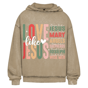 Oversize Washed Hoodie love like jesus