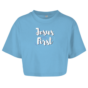 Damen Oversize Crop Top jesus first