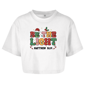 Damen Oversize Crop Top be the light matthew 5:14