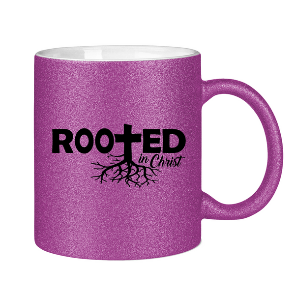 Glitzertasse rooted in christ