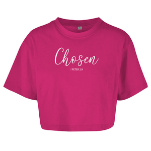 Damen Oversize Crop Top chosen 1 peter 2:9
