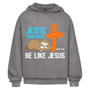 Oversize Washed Hoodie jesus took naps mark 4:38 faultier