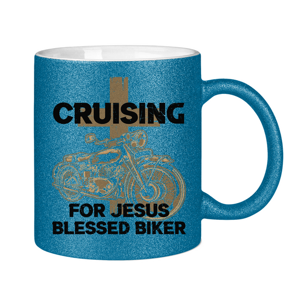 Glitzertasse cruising for jesus blessed biker