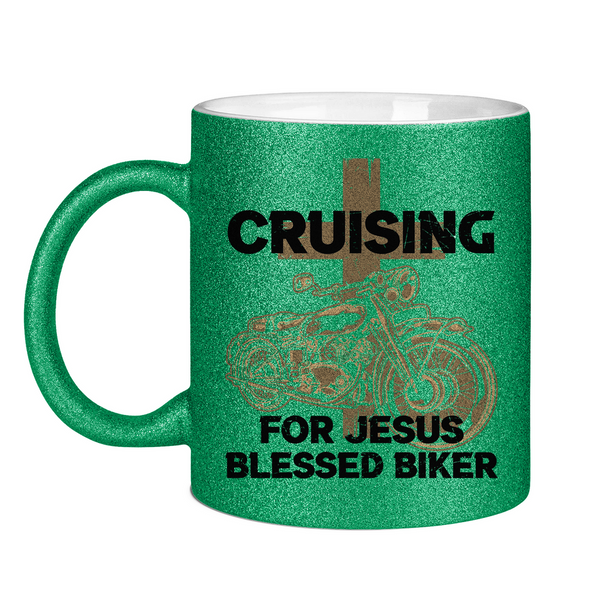 Glitzertasse cruising for jesus blessed biker