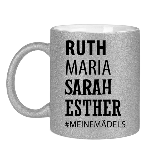 Glitzertasse ruth maria sarah esther