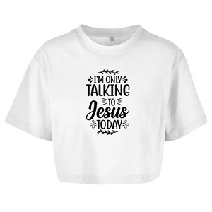 Damen Oversize Crop Top i am only talking to jesus today