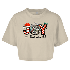 Damen Oversize Crop Top joy to the world