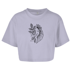 Damen Oversize Crop Top Blume Löwe jesaja 33,17
