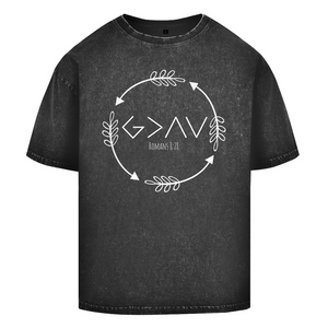 Oversize Washed T-Shirt god greater than highs lows romans 8:28